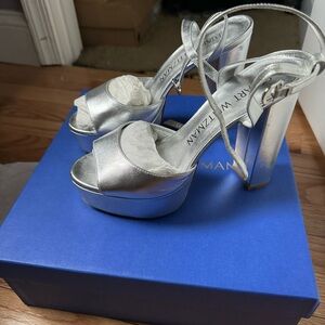 Stuart Weitzman Silver Platform Sandal